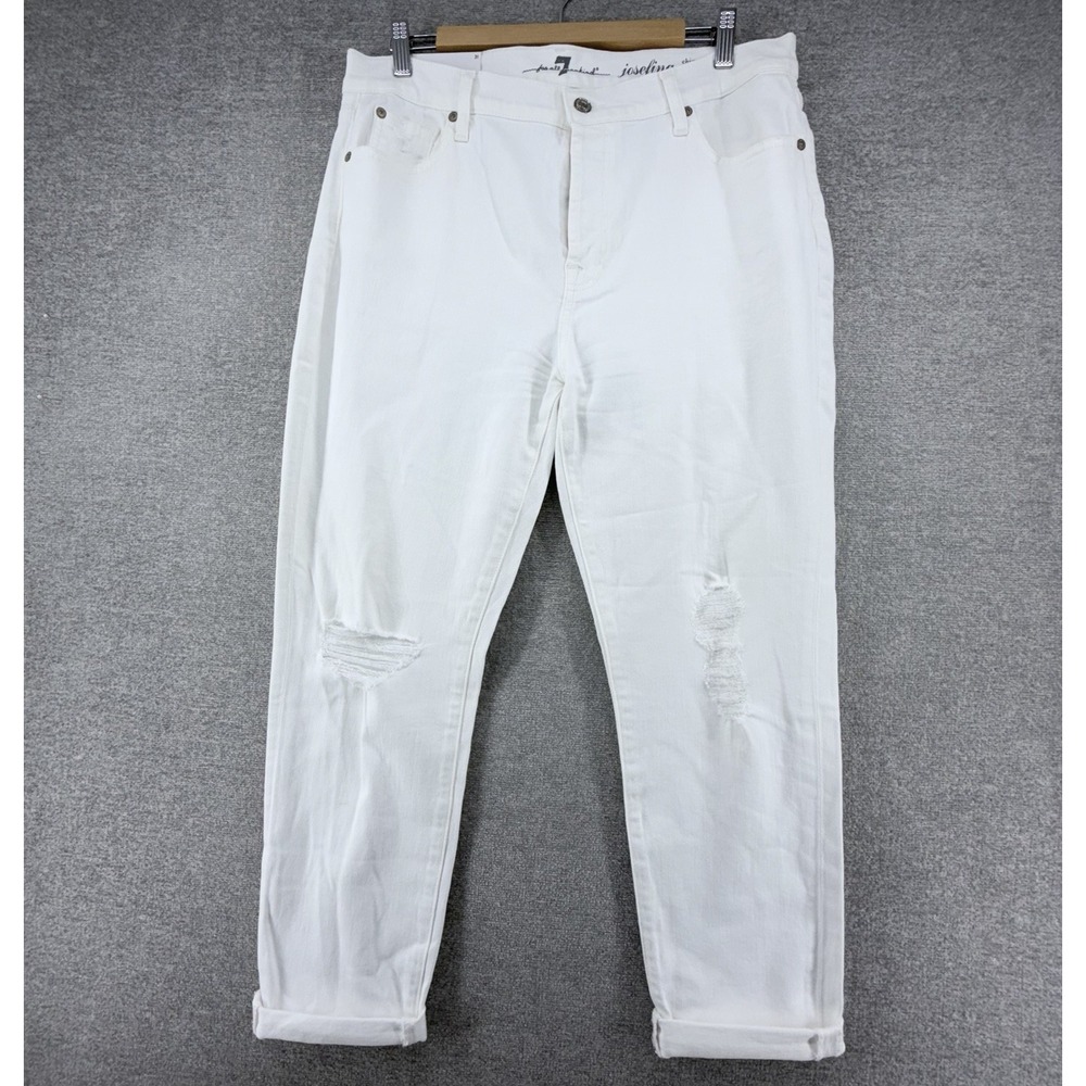 7 For All Mankind Josefina Skinny Boyfriend Jeans Women Size 31 White NEW